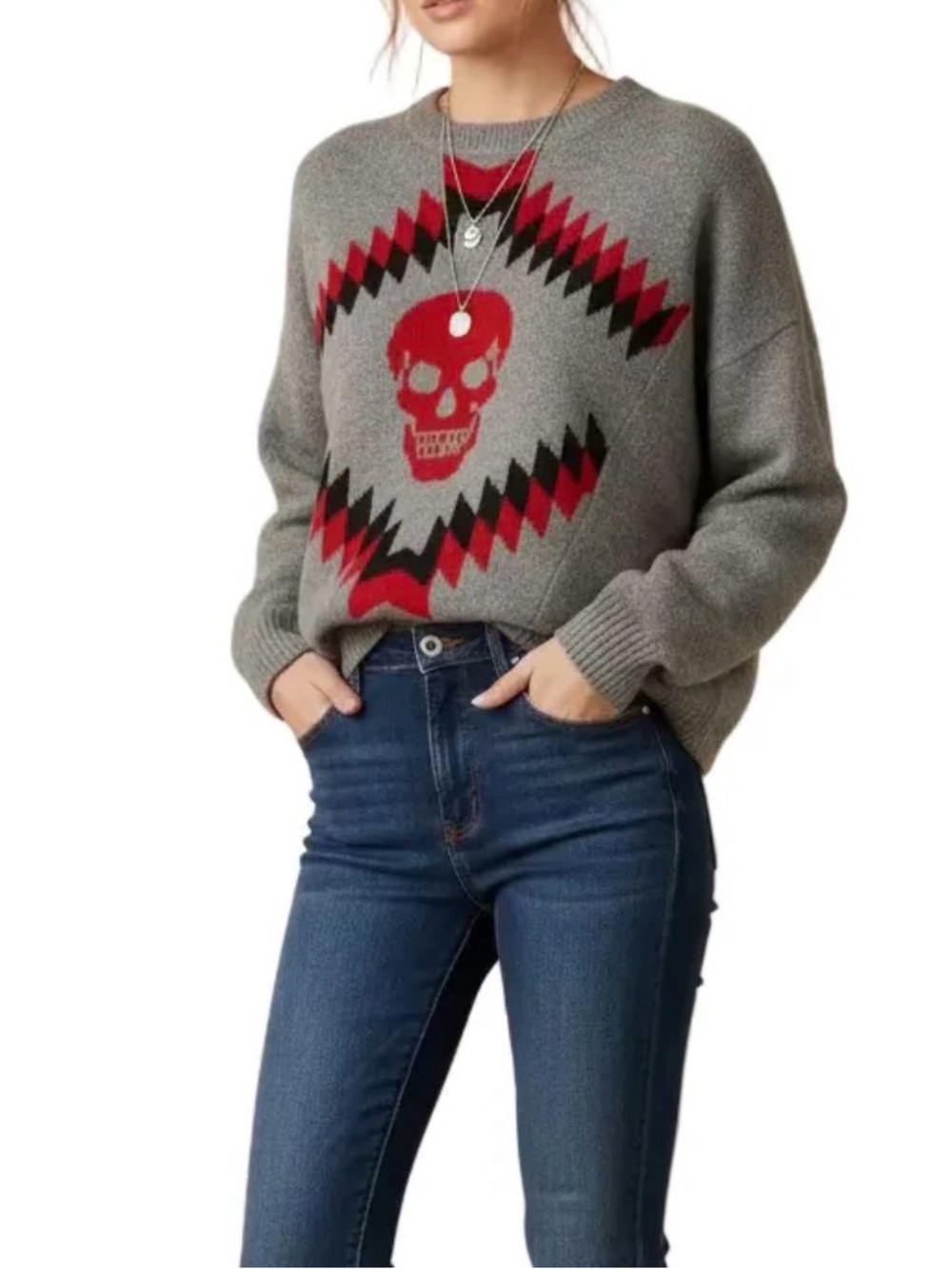 360 SKULL CASHMERE SWEATER SMALL 100% CASHMERE